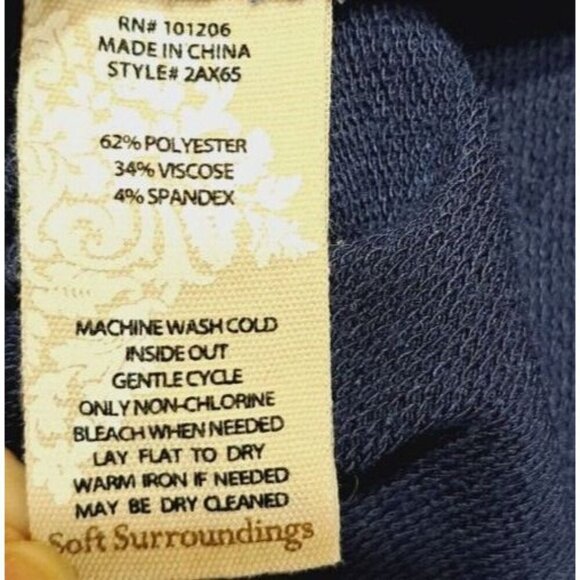 Soft Surroundings S Navy Blue Long Sleeve "Mills" Hoodie Kangaroo Pocket Tunic - Picture 7 of 7